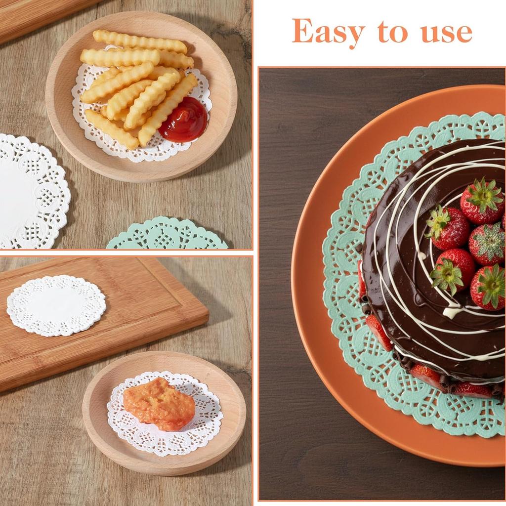 Grevosea 180 Pcs Paper Doilies, 3.5 Inch Round Lace Colored Paper Doilies, 9 Colors Oil-Absorbing Papers Placemats for Crafts Weddings Parties and