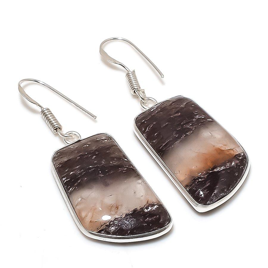 Natural Lodolite Quartz Gemstone 925 Sterling Silver Jewelry Earring 1.81 AE-12489