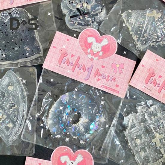 Clear Waffle Squeeze Toy Stress Relief Transparent Donut Toast Croissant Pinch Sensory Toy Kids Teens Adults Soft Stress Ball Cat Paw Fidget Toy