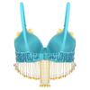 Beaded Tassels Belly Dance Tops Shiny Nightclub Sequins Bra Stage Adjustable Straps Underwired Bra For Thailand/India/Arab