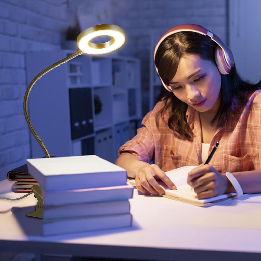 Tomshine Clip-on USB Table Lamp with 3 Color Modes & Adjustable 10 Brightness Eye-caring Dimmable