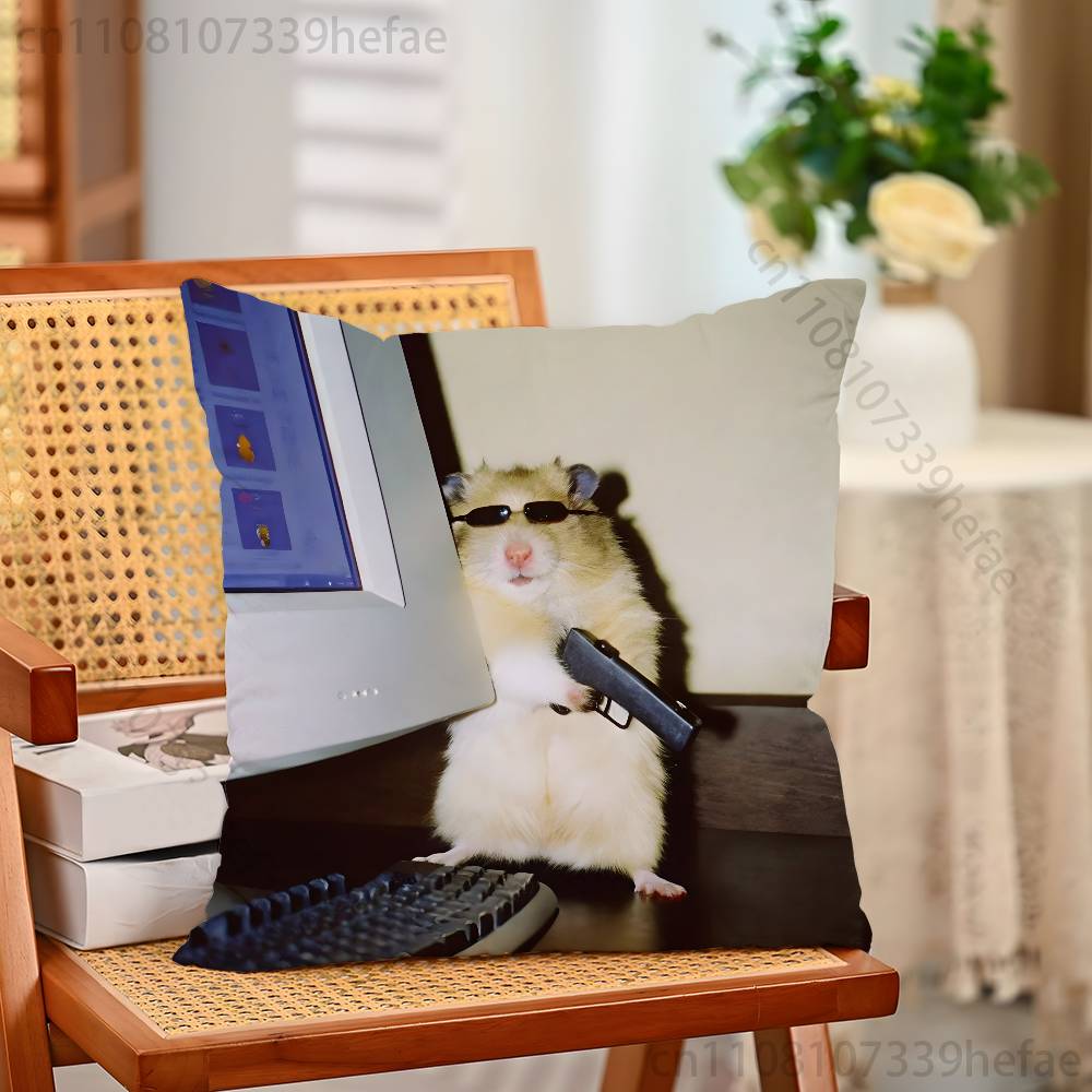 Cute Animal Hamster Throw Pillow Case For Decoration 30cm 50cm 55cm Square Home Pillowcase Case