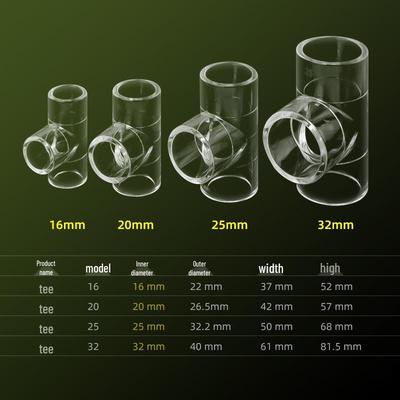 Three-Way Transparent Acrylic Fish Tank Pipe: Bottom & Top Filter, Inlet/Outlet Hard Pipe Fittings for Aquarium, 20/25.