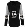 Women's Casual Fashion 2022 Cows Stripes Print Long Sleeve Pullover Hooded Top