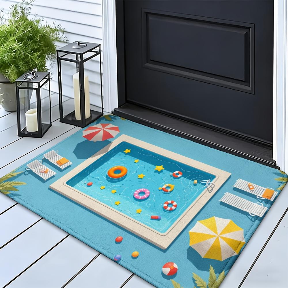 Fun Tropical Beach Pool Float Doormat Welcome Rug Summer Indoor Outdoor Entryway Mat Decoration for Bathroom Decor