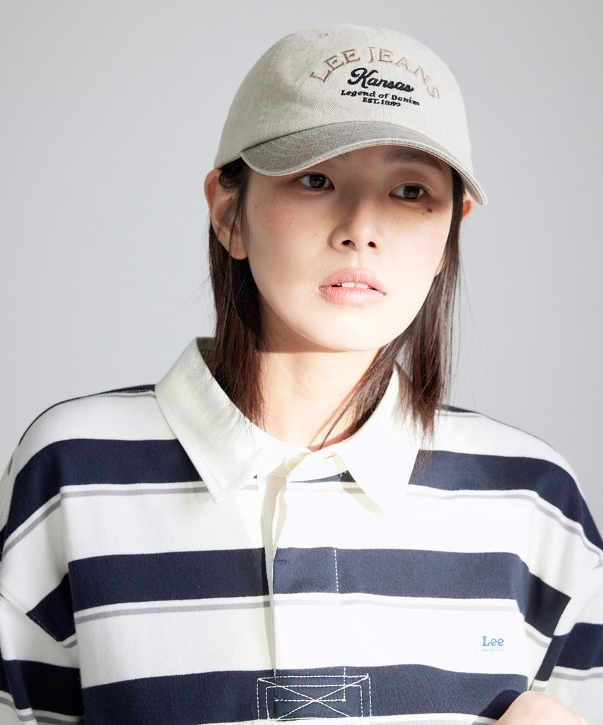 LEE Rijins Lettering Pig Color Block Ball Cap Beige