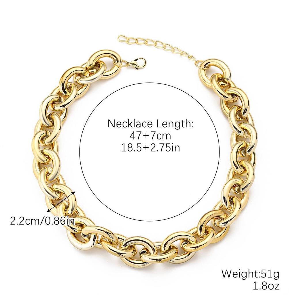 Exaggerated Hip-hop Acrylic Chain Necklace – Gold & Chain Accents for Women