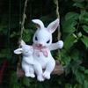 Adorable 1pc Resin Swing Rabbit Figurine - Perfect for Fairy Garden Decoration and Outdoor Tree Hanging Decor!