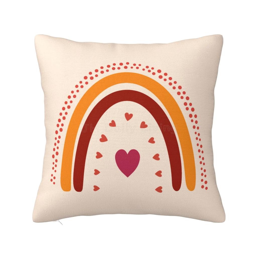 Boho Rainbow Throw Pillow Cover Bohemian Baby Nursery Cotton Polyester Pillow Case Neutral Rainbow Sofa Couch Decor X Inch