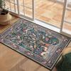 Living Room Carpet Non-slip Machine Washable Easily Foldable Rug Green Vintage Plant Tree Pattern Mats Doormat for Home Decor
