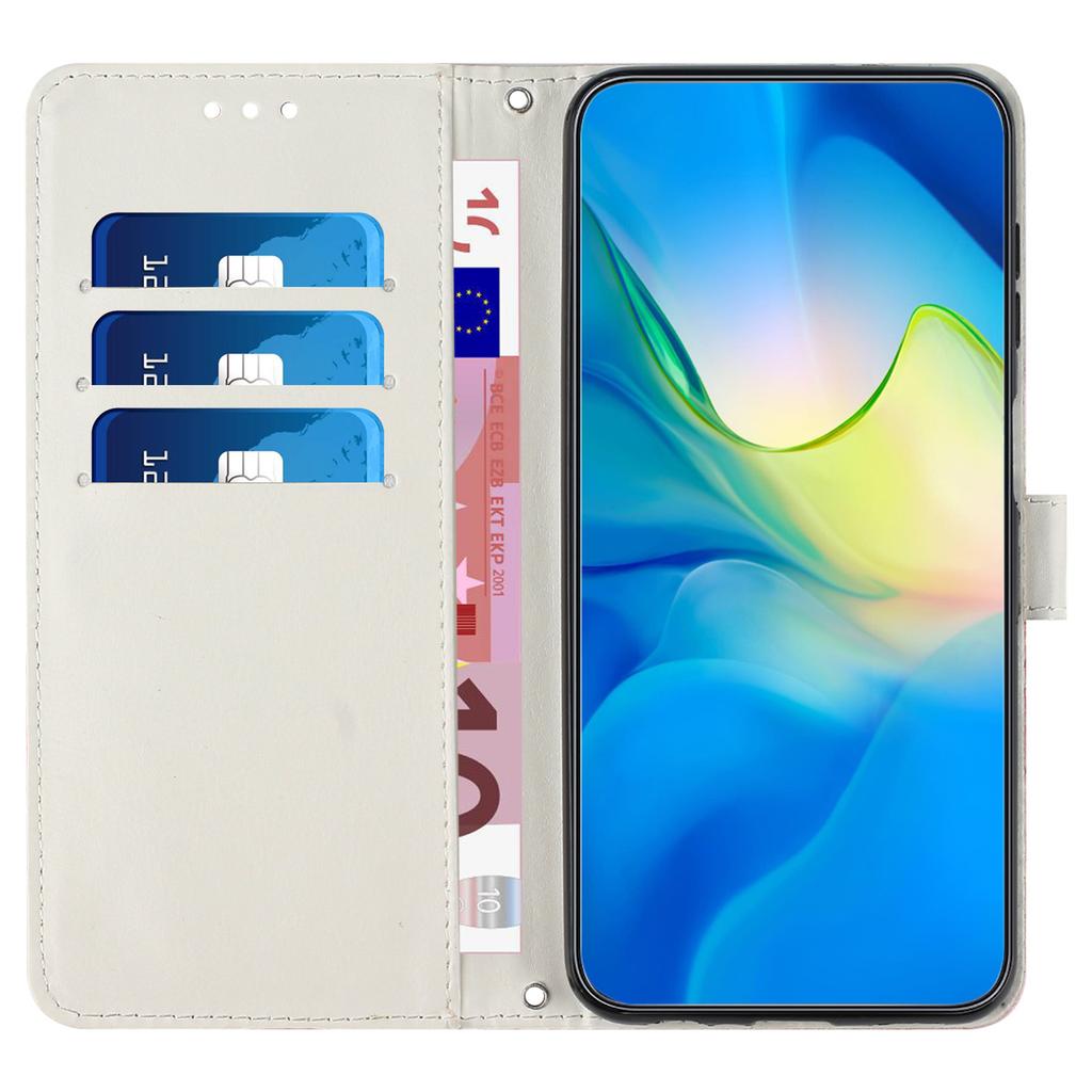 For Samsung Galaxy M14 5G Marble Pattern Flip Phone Case PU Leather Stand Wallet Cover with Strap