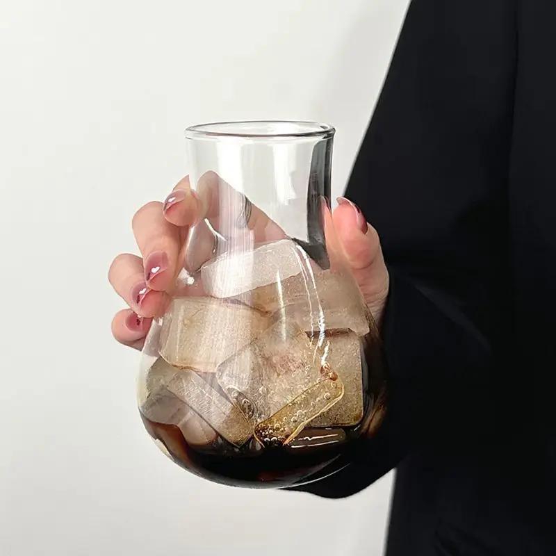 Žáruvzdorný hrnek na džus, mléko, čaj, domov, vysoce borosilikátové sklo, kreativní osobnost, výklenkový design, hrnek na ledovou americkou kávu, latte