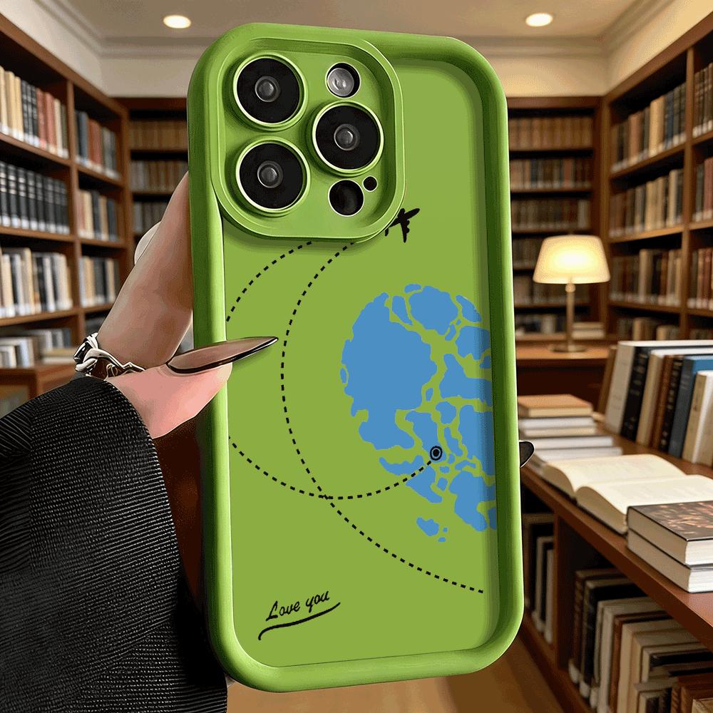 Airplane Travel Map with Love You Soft TPU Phone Case for iPhone 17 16 15 14 13 12 11 Pro Max Plus Shockproof Anti-Slip Cover