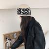 Autumn and Winter Retro Diamond Plaid Wool Hat for Women Fashion Niche Knitted Hat Head Cold Hat Prevents Cold and Keeps Warm