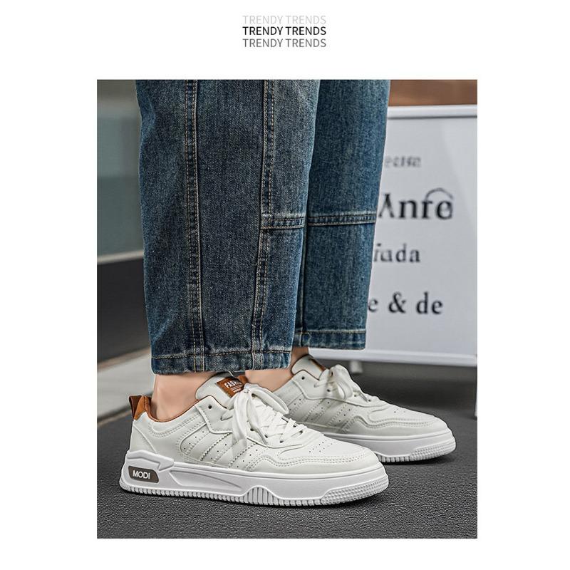Men S White Thick Sole Breathable Casual Sneakers For Students