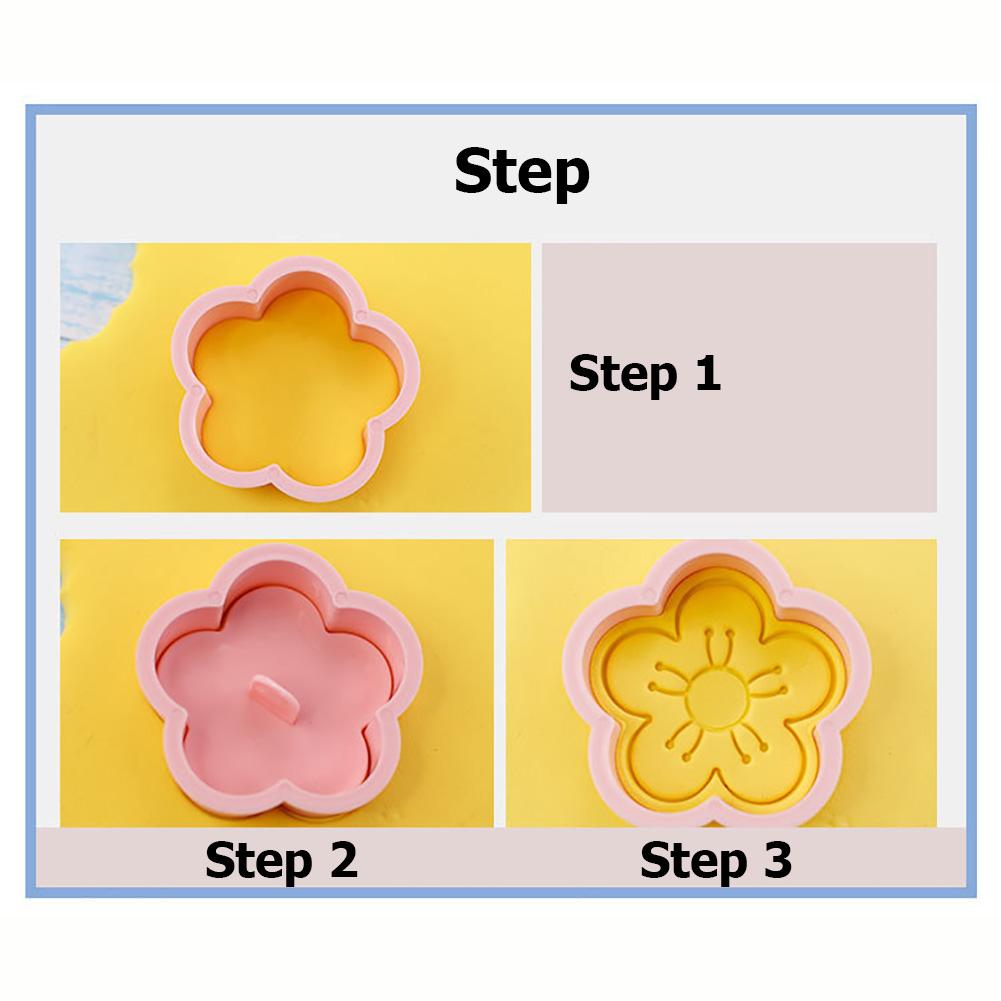 8 Pcs Flowers Biscuit Mold 3D Chrysanthemum Cherry Blossom Plum Pattern Food-grade PP Sweet Pastry Biscuit Molds Home Kitchen Baking Mold Tool