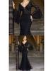 Elegant Black Fishtail Lace Evening Gown for Women