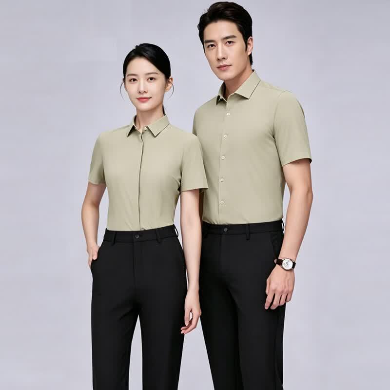Yiliteng Unisex Short Sleeve Business Shirt