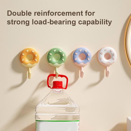 6PCS Adhesive Wall Hooks Colorful Design Extra Sticky Storage Hooks No Drill Needed Hanging Hook for Bathroom Kitchen