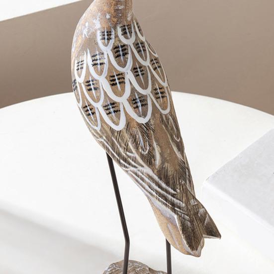 Yousheng 2 Pcs Wooden Seagull Figurine Coastal Lifelike Seabird Sculpture Nautical Animal Tabletop Ornament for Bedroom Living Room Home Office Desk