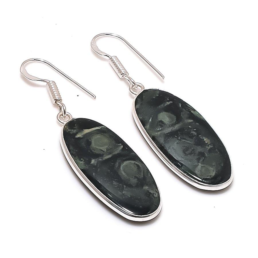Natural Kambaba Jasper Gemstone 925 Sterling Silver Jewelry Earring 1.89  AE-12311