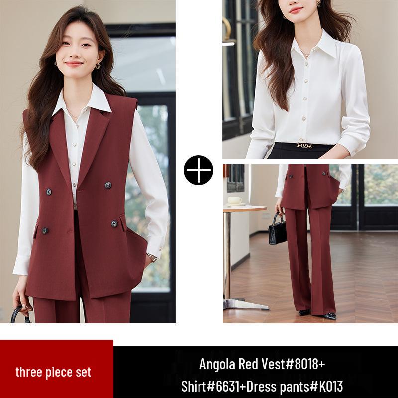Women's Black Suit Vest Set for Spring/Autumn 2024: Professional Sleeveless Jacket for Formal and Hotel Workwear