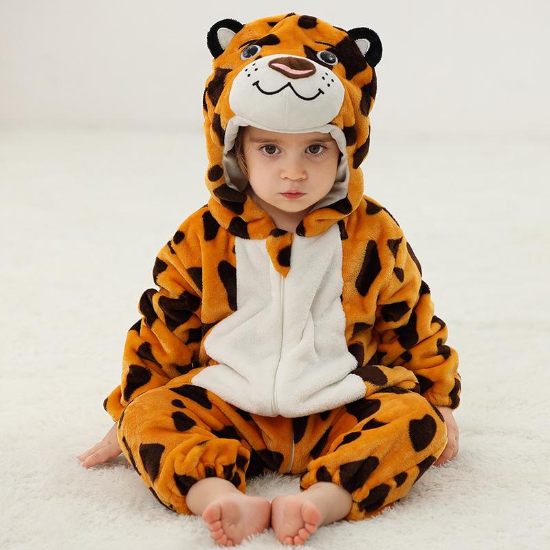 MICHLEY New Autumn and Winter Flannel Climbing Clothes Baby Pajamas Children's Class A Flannel Animal Onesie