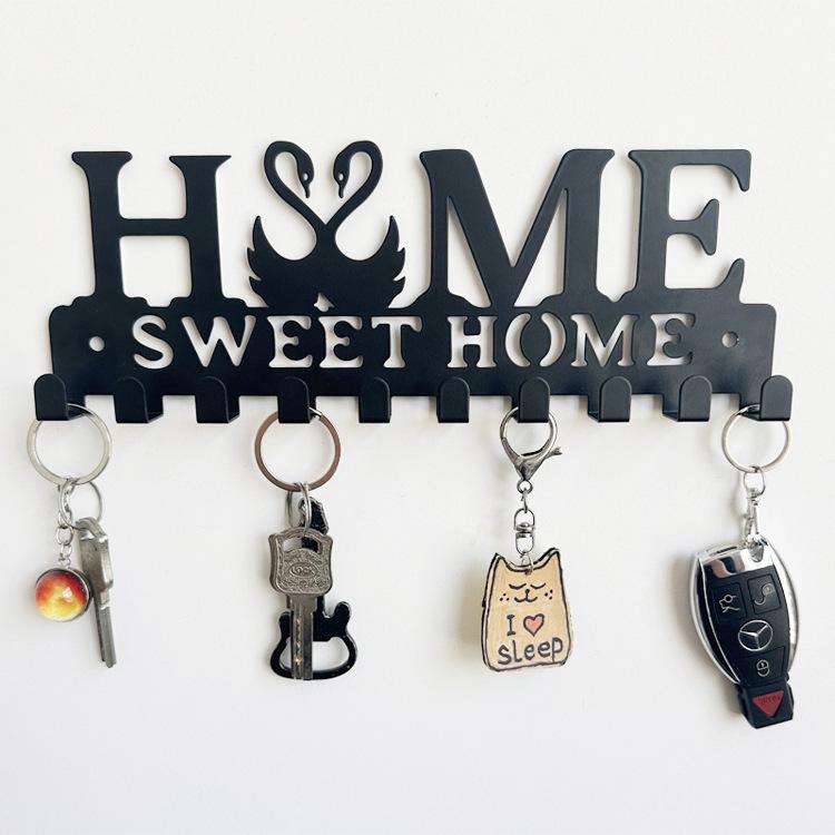 1pc Home Love Shape Key Chain Wall Mounted Entrance Organizer Rack with Hooks, No Drilling, Suitable for Living Room Home Decoration