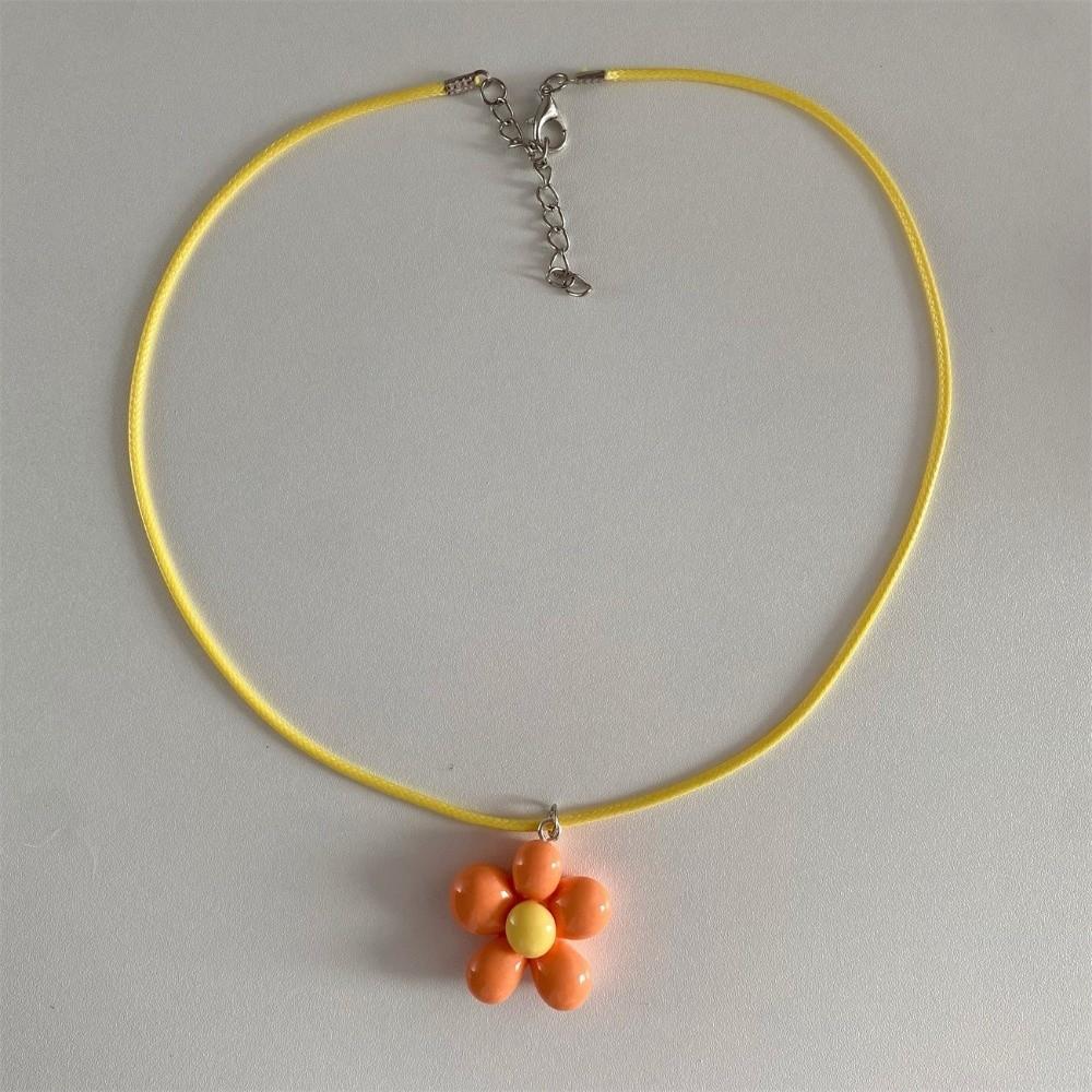 

Colorful Flower Necklace Sweet Rope Choker Neck Jewelry Statement Necklace Girl Style C