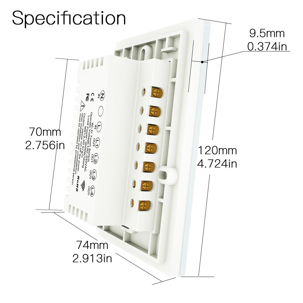 WiFi RF433 Transmitter Wall Panel Smart Glass Panel Touch Smart Switch 1/2/3 Gang Remote Control Light Switch Works with Alexa
