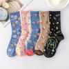 Zufällige Fünf Paar Damen Socken Mode Druck Cartoon Muster Socken Winter Dick Warm Frottee Frottee Socken