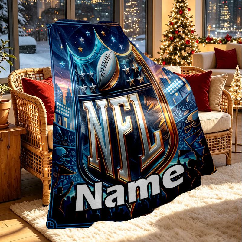 Custom Name Personalized NFL Print Blanket, Home Decor, Bedroom, Sofa, Camping, Couch, Gifts for Birthday Christmas