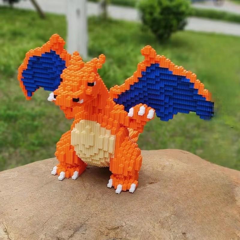 Non-Toxic Pokemon Fire-Breathing Dragon Assembled Building Blocks Model Bricks Toy For Children Gifts Micro Puzzle Toys Desktop Decoration