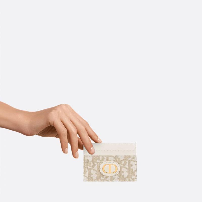 Dior 30 Montaigne Freesia Metall CD Logo Stoff Kartenhalter Herren Accessoires Gold S2152UQDL-M01E
