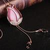 Tulip Floral Gorgeous Necklace With Cat Eye Stone And Snake Chain Perfect For Autumn Fashion