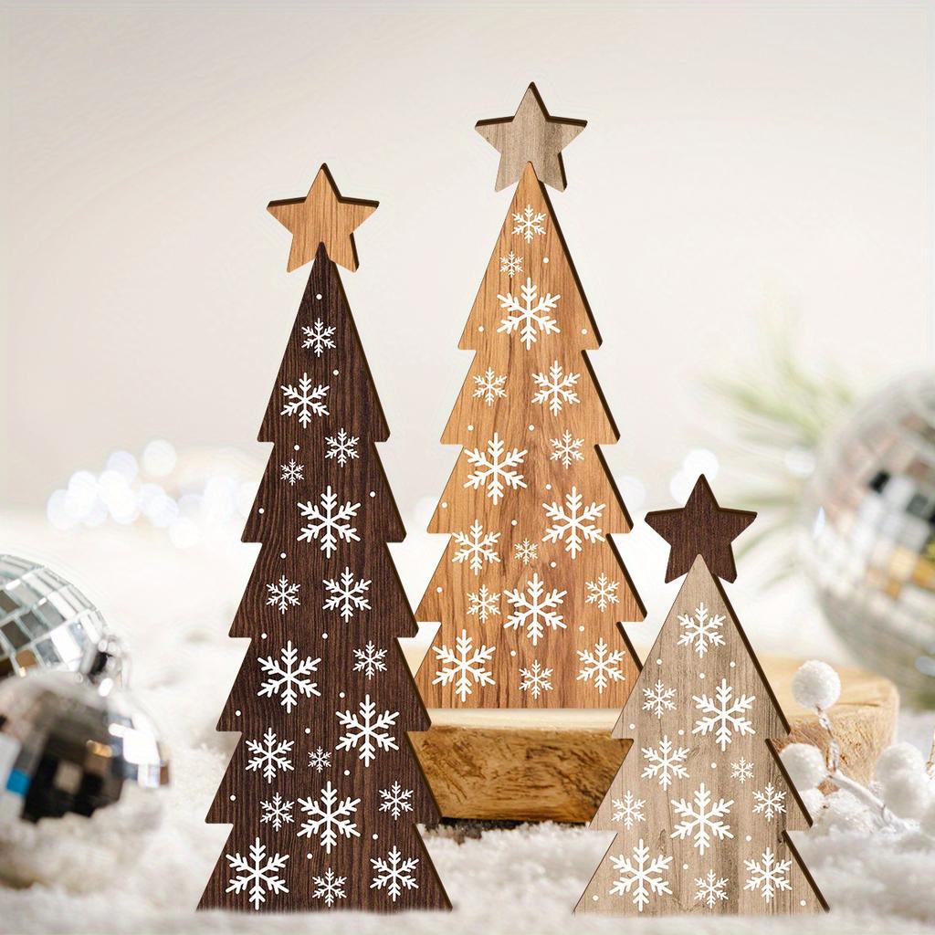 1pcs Wooden Christmas Tree Ornament with Stars, Multifunctional Holiday Decor, Suitable for Tabletop, Mantlepiece, And Fireplace
