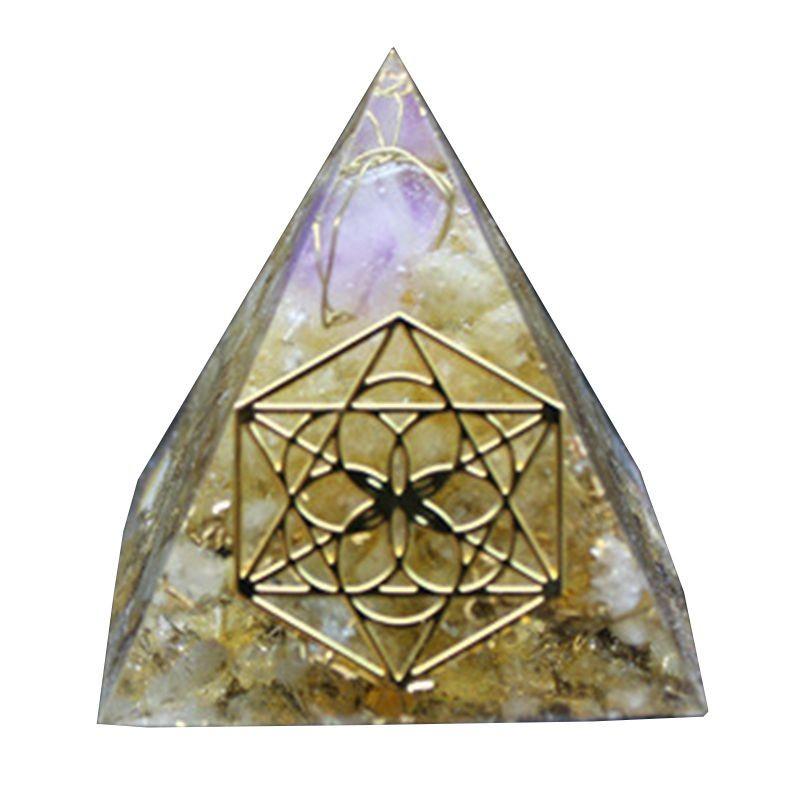 Orgonite Pyramid Chakra Natural Crystal Resin  Craft Jewelry Ornaments Crafts