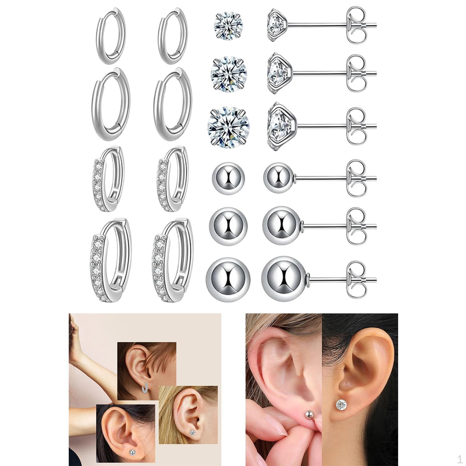 

10 пар сережек-гвоздиков, уникальные для вечеринок, помолвки, множественного пирсинга серебряный