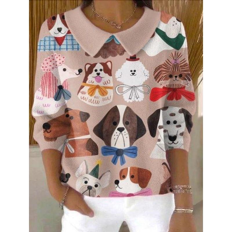 Womens Oversized Long Sleeve Crewneck Sweatshirt 2025 Fall Casual Pullover With 3D Print Acrylic Fabric