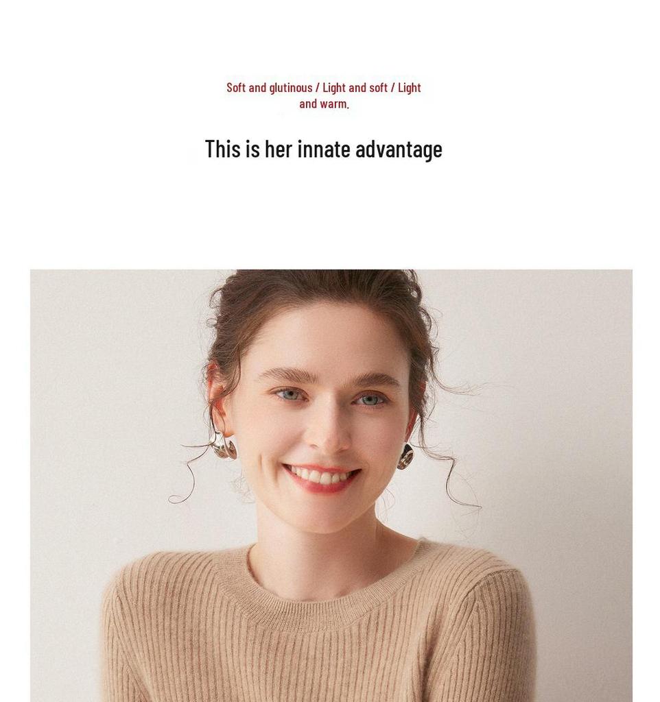Autumn/Winter Women's Striped 100% Cashmere Round Neck Slim Knit Sweater
