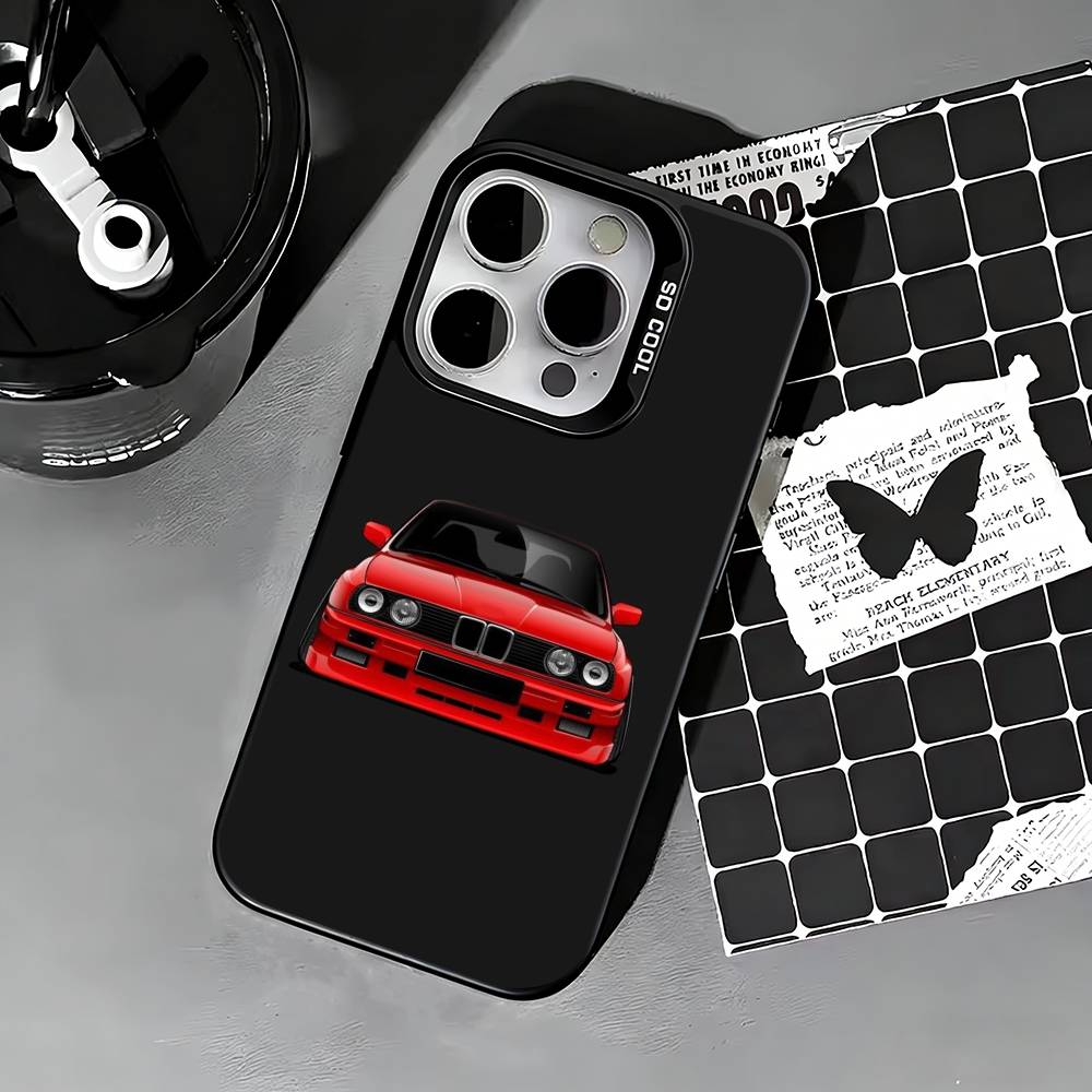 E-E30 Car Phone Case For iPhone 17,16,15,14,13,12,11 Plus,Pro Max,XS,Colored Silver Phone Case