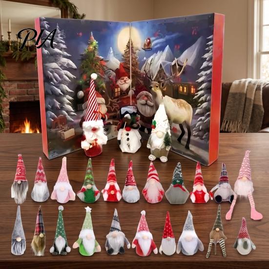 Plush Dwarf Box 2026 Christmas Gnome Advent Calendar, 24 Day Countdown Set with Faceless Soft Figurines Dolls, Xmas Ornaments for Tree Hanging
