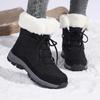 Thickened Plush Winter Outdoor Mountain Boots Women's Mid-Calf Snow Boots Warm Wear-Resistant Rubber Outsole Korean Zapatillas
