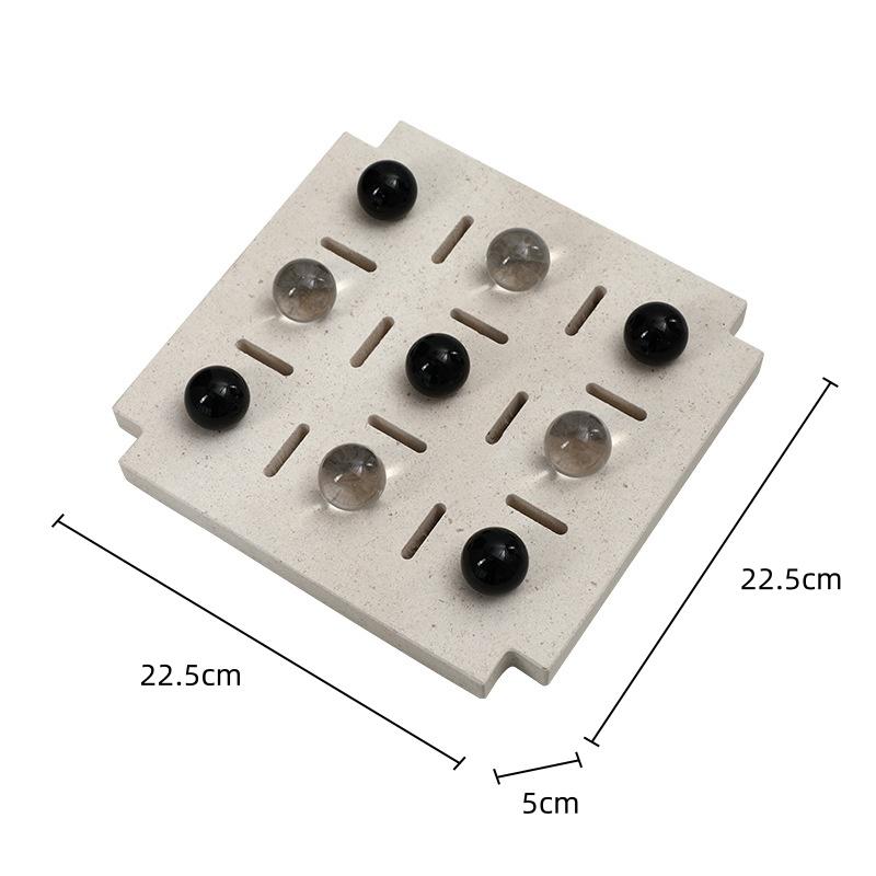 

Creative Nine-Bead Chessboard Geometric Glass Bead Chess Pieces Marble Ornaments Chess Decorative Figurines Home Decoration