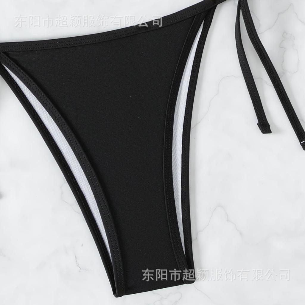 European And American New Bikini Split Solid Color Swimsuit Thong Sexy Split Swimsuit