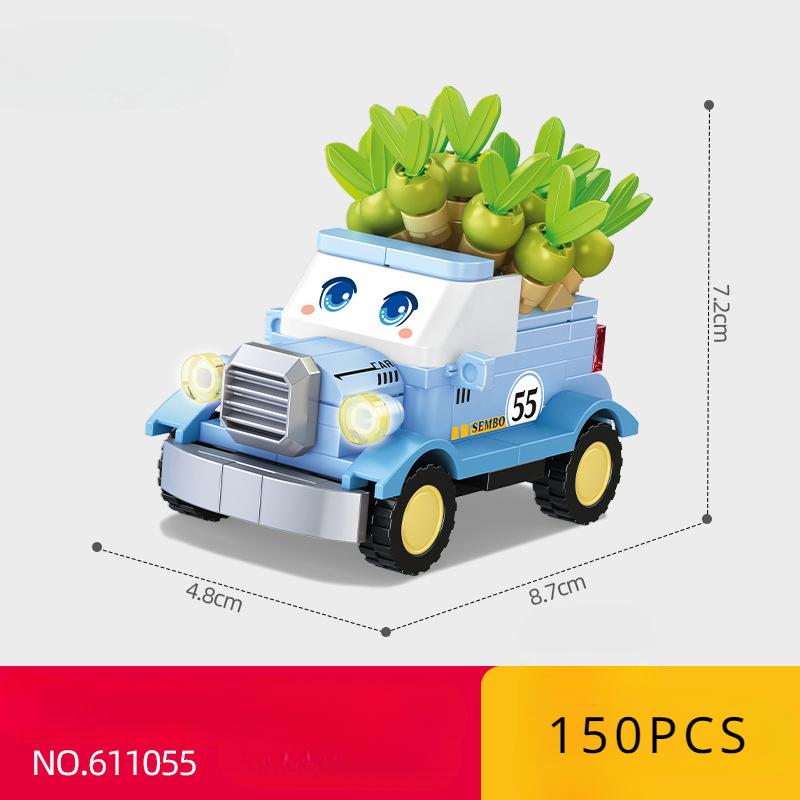 Block Flower Valentine's Day Multi -meat Potted Plastic Plasma Decoration Puzzle Assembly Building Block Toys