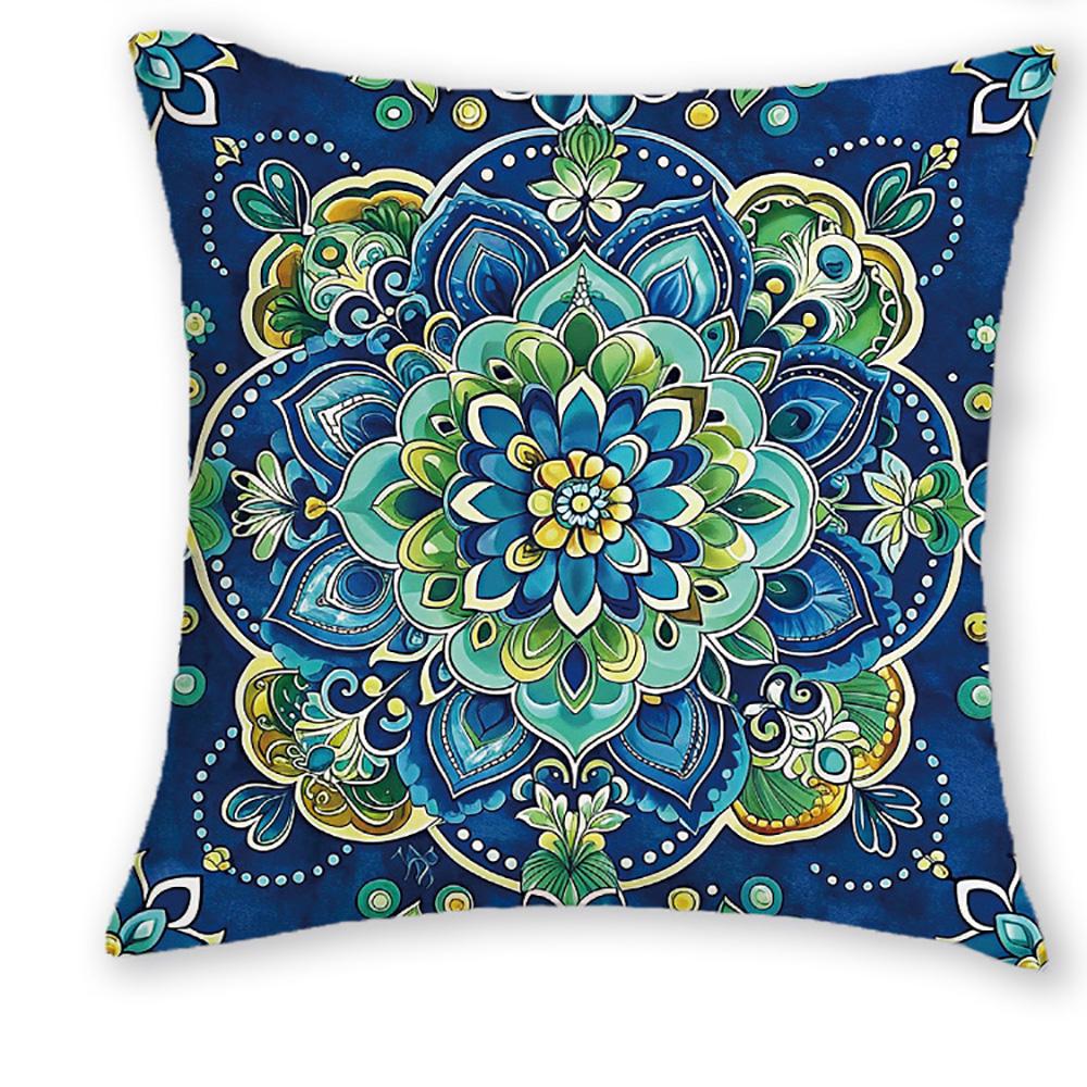 1/4pcs Blue Floral Patterned Pillow Covers Sofa Cushion Cover Home Bedroom Room Decoration