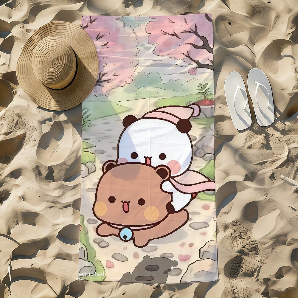 Toalla de Playa de Dibujos Animados para Pareja con Estampado Bubu y Doodle, Toalla de Playa Grande de Secado Rápido, Toalla Absorbente Suave para Natación Playa para Hombres Mujeres
