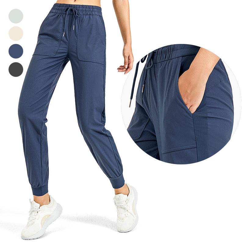 Women's Body Shaping Casual Running Pants with Drawstring Pockets - Breathable Yoga Fitness Trousers