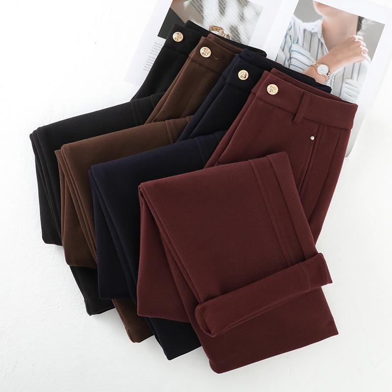Women's Khaki High-Waisted Wool Wide-Leg Trousers - New 2024 Autumn/Winter Collection